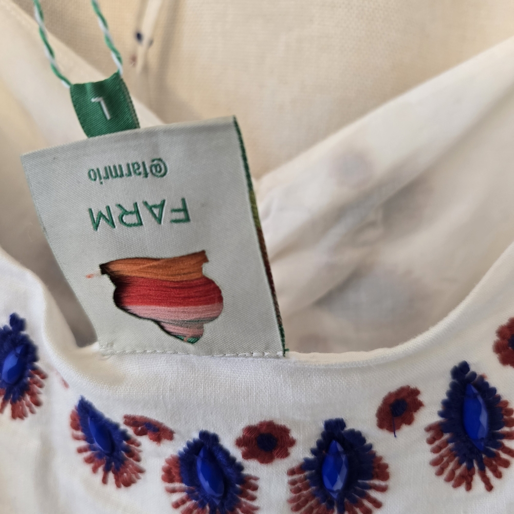 Farm Rio White Embroidered Women's Top Size L - Picture 5 of 6